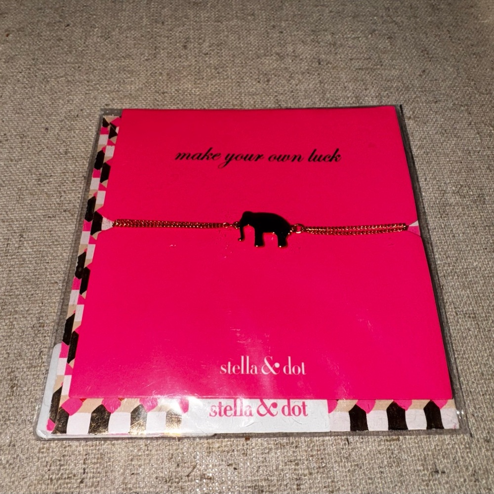 Stella & Dot Elephant Bracelet - Pink and Black